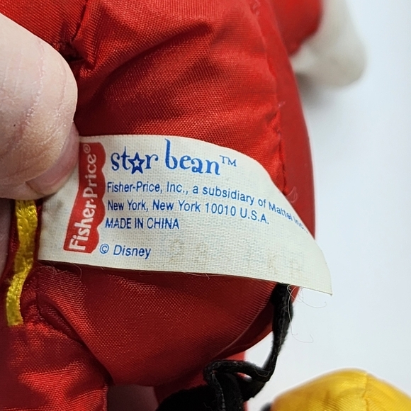 Mickey Mouse Scuba Plush Fisher Price Star Bean Disney 8” Vintage - Picture 8 of 8